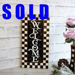 Rustic Checked Welcome Sign Mackenzie Inspired Checked Wall Decor Mantle Decor
